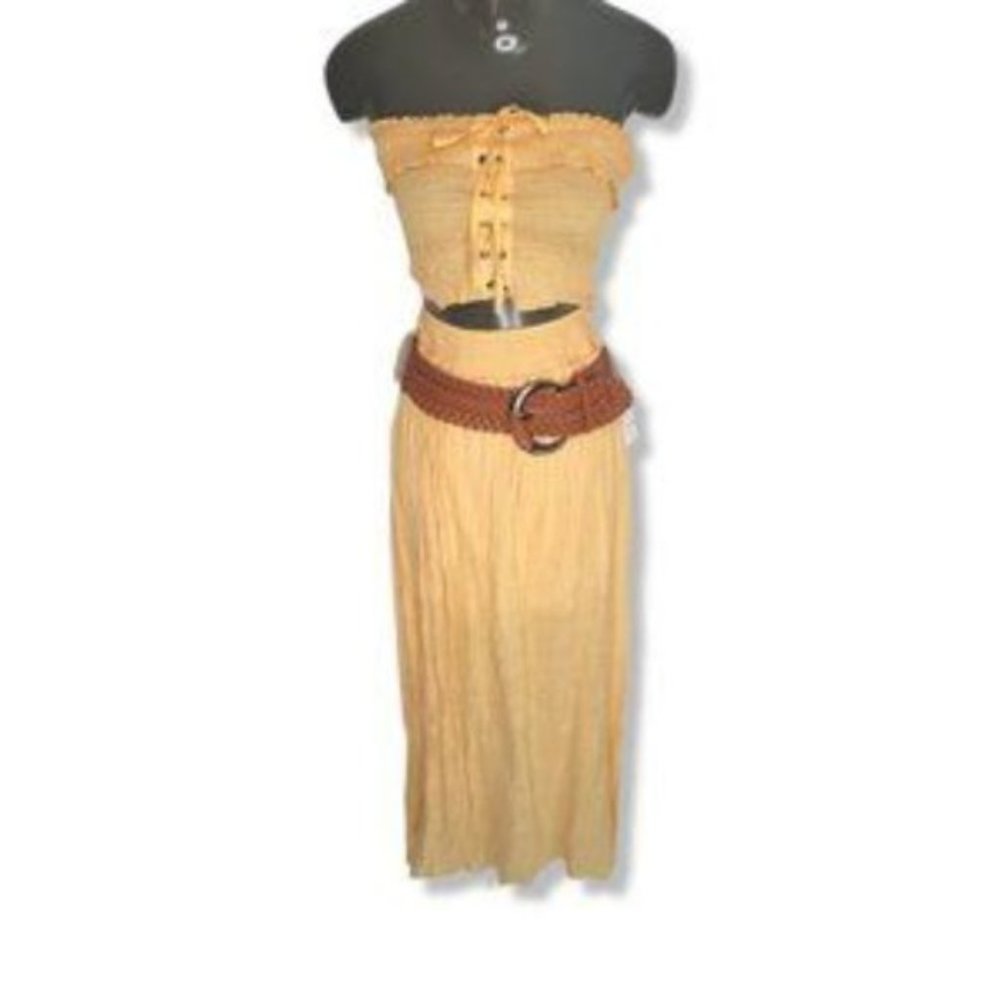 Miss Avenue Women's Yellow Off Shoulder Two Piece Skirt Outfit Set Size Medium